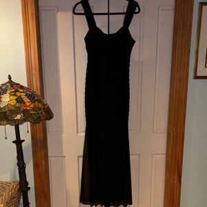 R & M Richards Black Chiffon Hem Maxi Dress